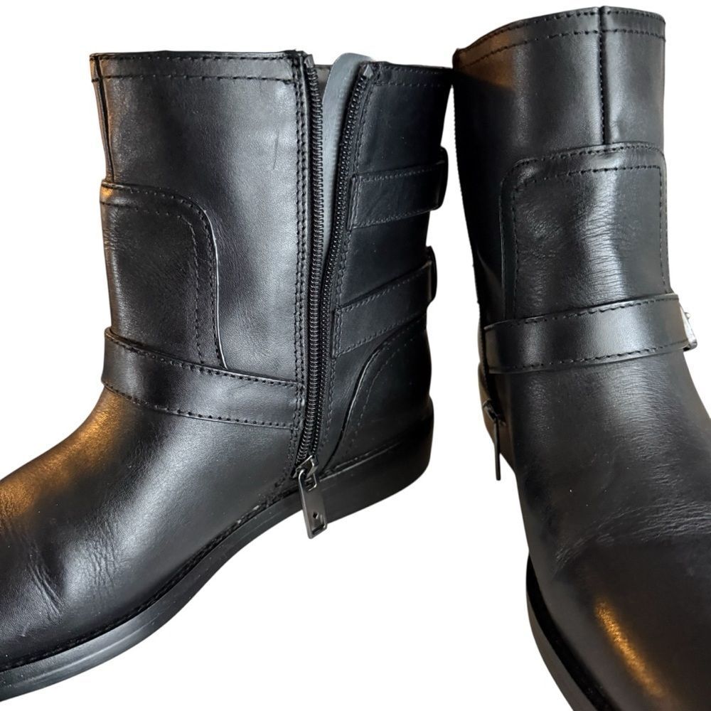 Franco Sarto Women's Prina Block Heel Moto Ankle Boots Black Leather Size 8 - Picture 6 of 12